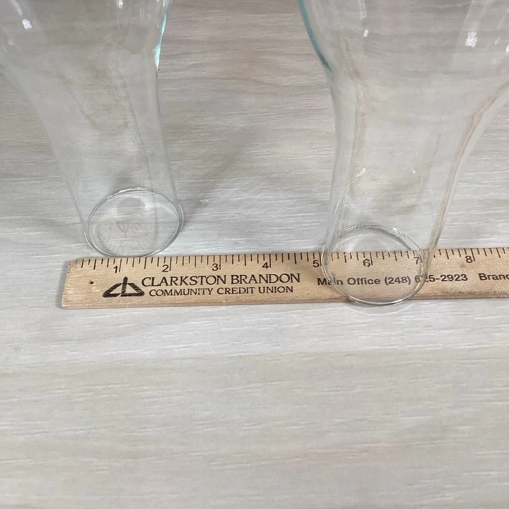 Pair Clear Glass Hurricane Chimney Shades For 3